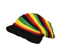 CRAZY LIZARD Rasta Hat for Dreadlocks. Rasta Mens Hats. Dreadlock Hat with Rasta Stripes and Peak. Jamaican Hat with Black Peak and Rasta Colours