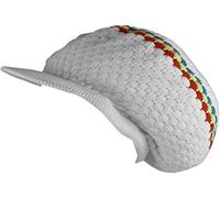 CRAZY LIZARD Rasta Hat for Dreadlocks.White Slouchy Beanie Hat with Rasta Stripes and Peak. Tams for Medium to Long Dreadlocks for People with Dreadlocks or Dreadz