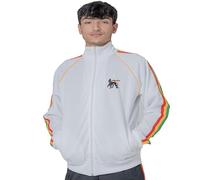CRAZY LIZARD Reggae Tracksuit Jacket with Rasta Colors and Rastafari Stripes. Rastafarian Clothing with full Zip and stripes.