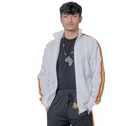 CRAZY LIZARD Reggae Tracksuit Jacket with Rasta Colors and Rastafari Stripes. Rastafarian Clothing with full Zip and stripes.