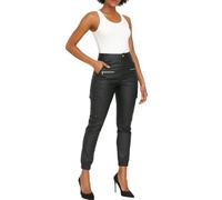 Crazy Lover Womens Leather Look Trousers High Waisted Faux Cargo Pants with Side Pockets, PU UK (L, Cargo)