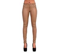 Crazy Lover Womens Leather Look Trousers Wet Leggings Slim Fit Jeans (S, Camel)