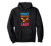 Crazy Moose Lady Funny Moose Lovers Girls Womens Pullover Hoodie