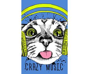 Crazy Music - cat themed journal, music and cat covered notebook: Softcover diary, crazy pets, music loving art (C-A-T-S CATS! CATS! CATS!)