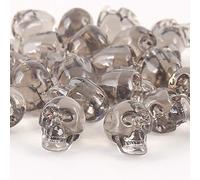 Crazy Night Mini Acrylic Skull Head Ornaments Halloween Party Decoration Pirate Cave Tomb Treasure Skull Figurine Decorative Statue Crystal Gray(50 Pieces)