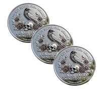 Crazy Old Man Club Humor Challenge Coin, Double-Sided Raven Skull Design Novelty Token, Funny I Enjoy Every Minute of It Coins, Collectible Souvenir for Friends & Family (3pcs)