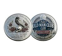 Crazy Old Man Club Humor Challenge Coin, Double Sided Raven Skull Novelty Coin, Funny Collectible Gift for Dad, Men & Veterans (1pc)