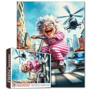 Crazy Old Woman 1000 Piece Jigsaw Puzzles for Adults Laughing Ladies Painting Jigsaw Puzzle Planes and Cars 1000 Pieces Puzzles 20''x27”inch DIY Craft Puzzle Art Home Wall Decor Family Challengings