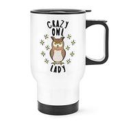 Crazy Owl Lady Stars Travel Mug Cup with Handle
