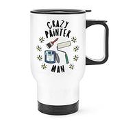 Crazy Painter Man Stars Travel Mug Cup with Handle