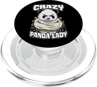 Crazy Panda Lady Funny Mad Cartoon Bear Halloween PopSockets PopGrip for MagSafe