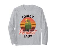 Crazy Parakeet Lady Retro Sunset Parakeet Long Sleeve T-Shirt