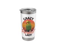 Crazy Parakeet Lady Retro Sunset Parakeet Stainless Steel Insulated Tumbler