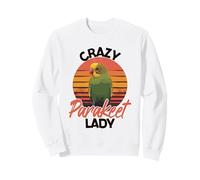 Crazy Parakeet Lady Retro Sunset Parakeet Sweatshirt