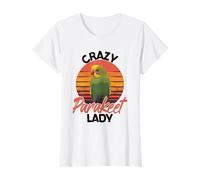 Crazy Parakeet Lady Retro Sunset Parakeet T-Shirt