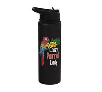Crazy Parrot Lady - Zookeeper Bird Watcher Animal Lover Stainless Steel Insulated Water Bottle