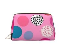 Crazy polka dots Makeup Bag for Women Cosmetic Bags Leather Travel Makeup Case Organizer Waterproof Make up Pouch Open Flat Toiletry Bag Portable Storage Pouch for Travelling, Gold, One Size