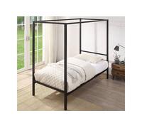 Crazy Price Beds Ltd Chalfont Four Poster Metal Bed in Black | Size: Single Crazy Price Beds Ltd Black Single