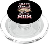 Crazy Proud Always Loud Skiing Mom Winter Ski PopSockets PopGrip for MagSafe