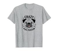 Crazy Pug Person Funny Dog Lover Gift Paw Prints T-Shirt, Men, Heather Grey, L