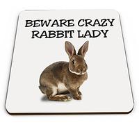 Crazy Rabbit Lady Novelty Funny Mug Coaster