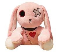 Crazy Rabbit Plush - Huggable Bunny Plush Animal | Easter Halloween Christmas Rabbit Plush Gift for 14+ Kids, White/Pink/Black Crazy Plush | Plush Animal