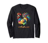 Crazy Rooster Loves The Ladies Colorful Cocky Male Fun Long Sleeve T-Shirt