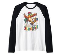 Crazy Rooster Skateboarder Al Garete Funny Chicken Rider Raglan Baseball Tee