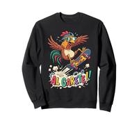 Crazy Rooster Skateboarder Al Garete Funny Chicken Rider Sweatshirt