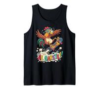 Crazy Rooster Skateboarder Al Garete Funny Chicken Rider Tank Top