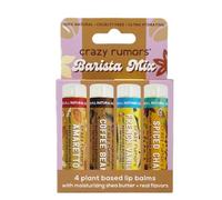 Crazy Rumors 'Barista Mix' 4 Multi Pack Lip Balm Stick Set for Dry Lips, 100% Natural and Vegan
