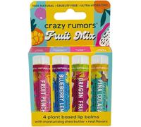 Crazy Rumors 'Fruit Mix' 4 Multi Pack Lip Balm Stick Set for Dry Lips, 100% Nat