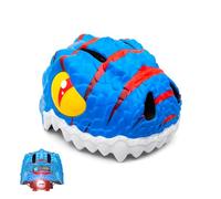 Crazy Safety Blue Dino Children's Bike Helmet | Bike helmet for children aged 2-7 years for bikes, skateboards, balance bikes, scooters, skates Light and adjustable 3D animal helmet 49-55 cm