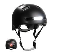 Crazy Safety Vertigo Matt Black Bike Helmet Front And Rear Light USB| Skater Helmet For Scooter, Skateboard, Inline Skates And BMX Bikes, City Bike Helmet For Men Women | L 57-61cm