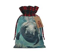 Crazy Save Manatee print Christmas Drawstring gift Bags Gift Pouch Candy Pouch fun Wedding Bags 30 x 21 cm