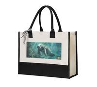 Crazy Save Manatee Print Eco-Friendly Canvas Tote Bag Gift For Women Large Capacity Travel School Office