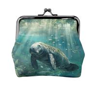 Crazy Save Manatee Print Fashion forward Women Coin Purse Cute Mini Zipper Wallet with Kiss Lock Waterproof