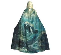Crazy Save Manatee Print Hooded Unisex Adult Cloak Halloween Christmas Carnival Theme Parties Cosplay Costum