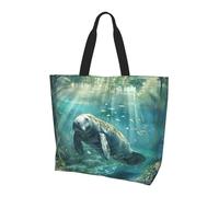 Crazy Save Manatee Print Large Capacity Shoulder Bag Unisex Daily Travel Commuting Shopping Crossbody Bags