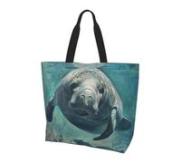 Crazy Save Manatee Print Large Capacity Shoulder Bag Unisex Daily Travel Commuting Shopping Crossbody Bags