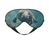 Crazy Save Manatee Print Soft Eye Mask with Adjustable Strap Sleep Shade Cover for Airplane Travel Nap