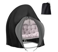 CRAZY SHARK Egg Chair Cover Waterproof, 210D Patio Hanging Chair Cover | Outdoor Single Seat Swing Egg Chair Cover with Zipper, Heavy Duty Veranda Garden Large Cover for Egg Chair, 230*200cm, Black