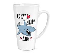 Crazy Shark Lady 17oz Large Latte Mug Cup