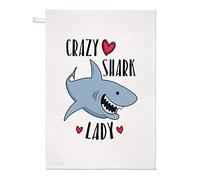 Crazy Shark Lady Tea Towel Dish Cloth