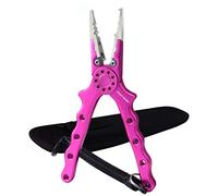 CRAZY SHARK Professional Saltwater/Fresh Water Aluminum Fishing Pliers Tungsten Carbide Cutters Hook Remover with Sheath and Lanyard (Pink A)