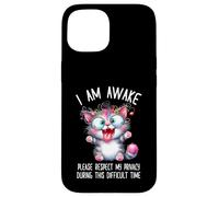 Crazy Shocked Cat I Am Awake Please Respect My Privacy Case for iPhone 15