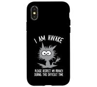Crazy Shocked Cat I Am Awake Please Respect My Privacy Case for iPhone X/XS