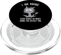 Crazy Shocked Cat I Am Awake Please Respect My Privacy PopSockets PopGrip for MagSafe