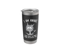 Crazy Shocked Cat I Am Awake Please Respect My Privacy Stainless Steel Insulated Tumbler