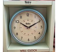 Crazy Shop NEW Retro Vintage Diner Round Wall Clock Office Kitchen Red Black White AND BLUE (BLUE)
